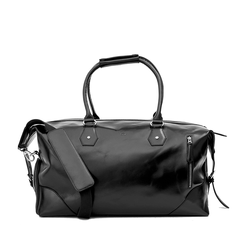 Leather Weekender Bag for Men in Midnight Black, Milano by Obi Pelle#Color_Midnight Black