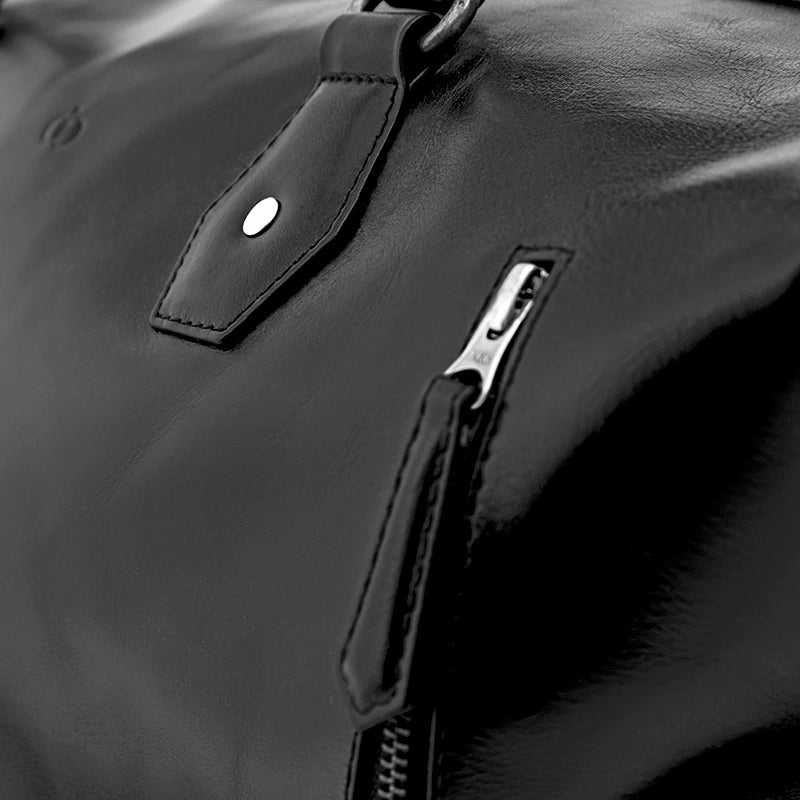 Leather Weekender Bag for Men in Midnight Black, Milano by Obi Pelle#Color_Midnight Black